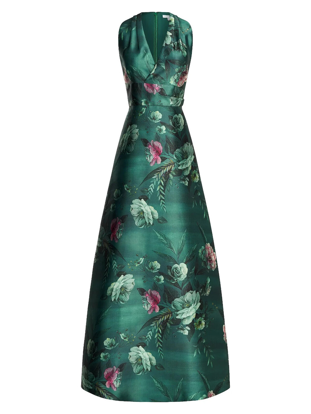 NEW, Kay Unger Rosalind Floral Print Gown in Light Emerald Sz 14 #LD518